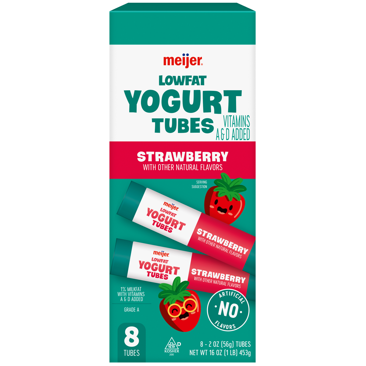 slide 1 of 21, Meijer Low Fat Yogurt Tubes, Strawberry, 8 ct, 8 ct