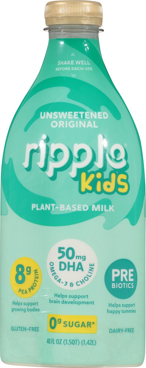 slide 2 of 9, Ripple Kids Dairy-Free Plant-Based Unsweetened Original Milk 48 fl oz, 48 fl oz