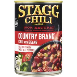 STAGG CHILI Country Brand w/Beans Chili 15 oz. Pull-Top Can