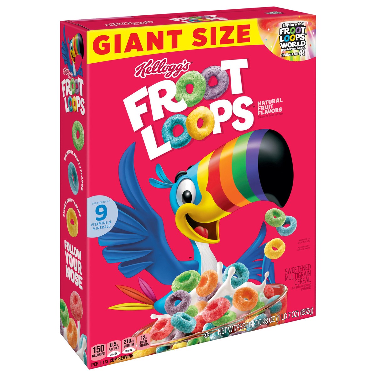 slide 7 of 12, Froot Loops Kellogg's Froot Loops Breakfast Cereal Original, Kids Cereal, 23 oz, 23 oz