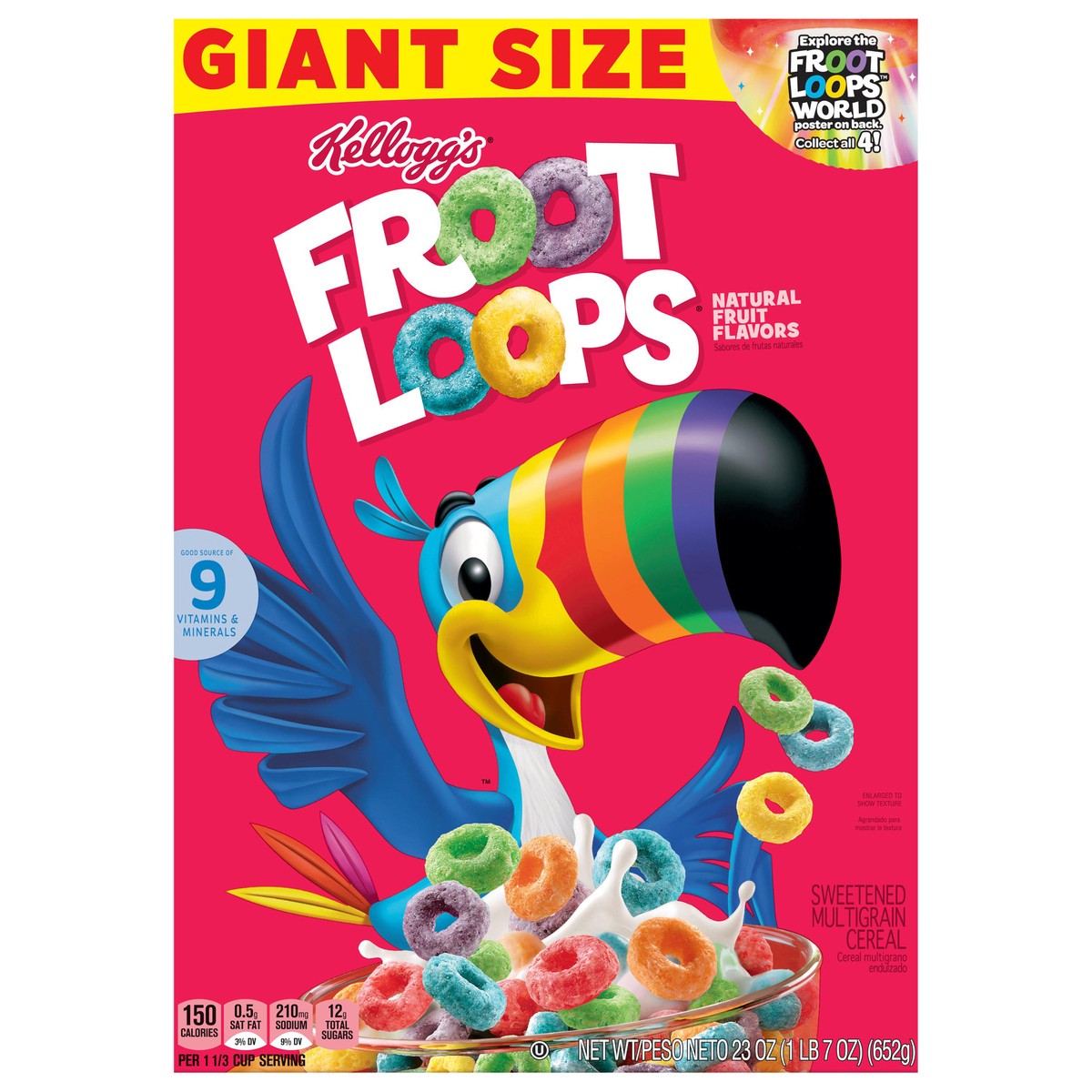 slide 1 of 12, Froot Loops Kellogg's Froot Loops Breakfast Cereal Original, Kids Cereal, 23 oz, 23 oz