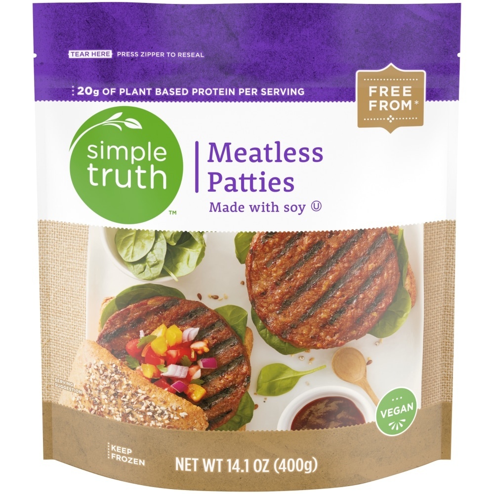 slide 1 of 1, Simple Truth Meatless Burger Patties, 14.1 oz