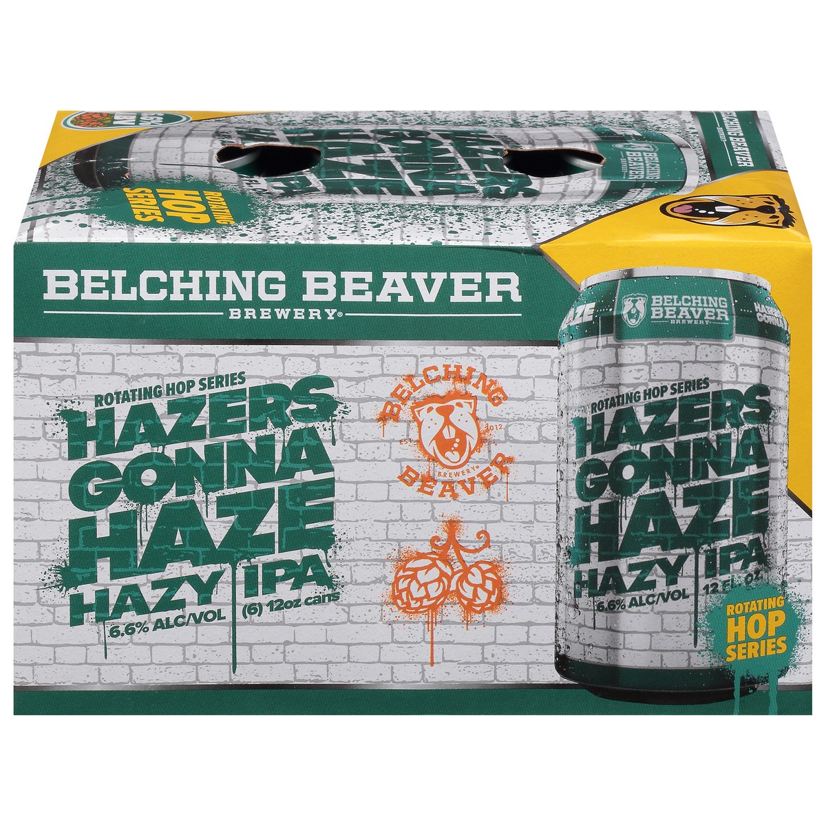 slide 1 of 9, Belching Beaver Brewery Hazy IPA Hazers Gonna Haze Beer 6 - 12 oz Cans, 6 ct; 12 oz