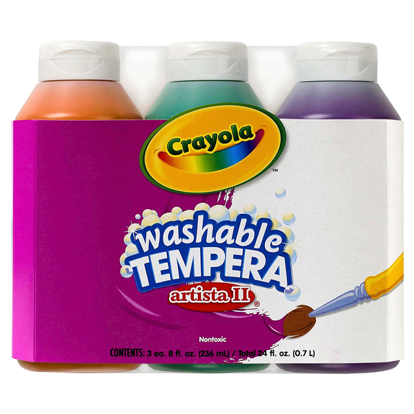 slide 1 of 1, Crayola Artista II Washable Tempera Paint Primary Colors, 3 ct; 8 oz