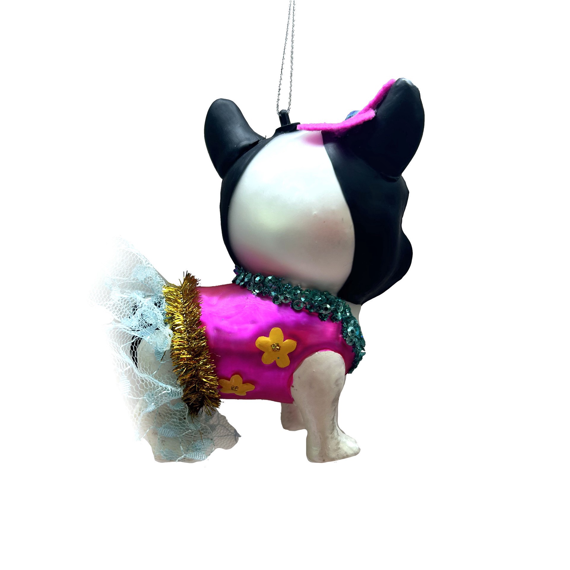 slide 3 of 3, 4" Bulldog In Tinsel Tutu Glass Ornament By Ashland, 75 in x 2 in x 4 in