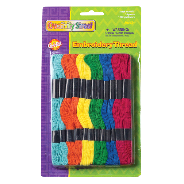 slide 1 of 1, Creativity Street Embroidery Thread, Assorted Colors, 8 Yards ea., 24 Skeins, 1 ct