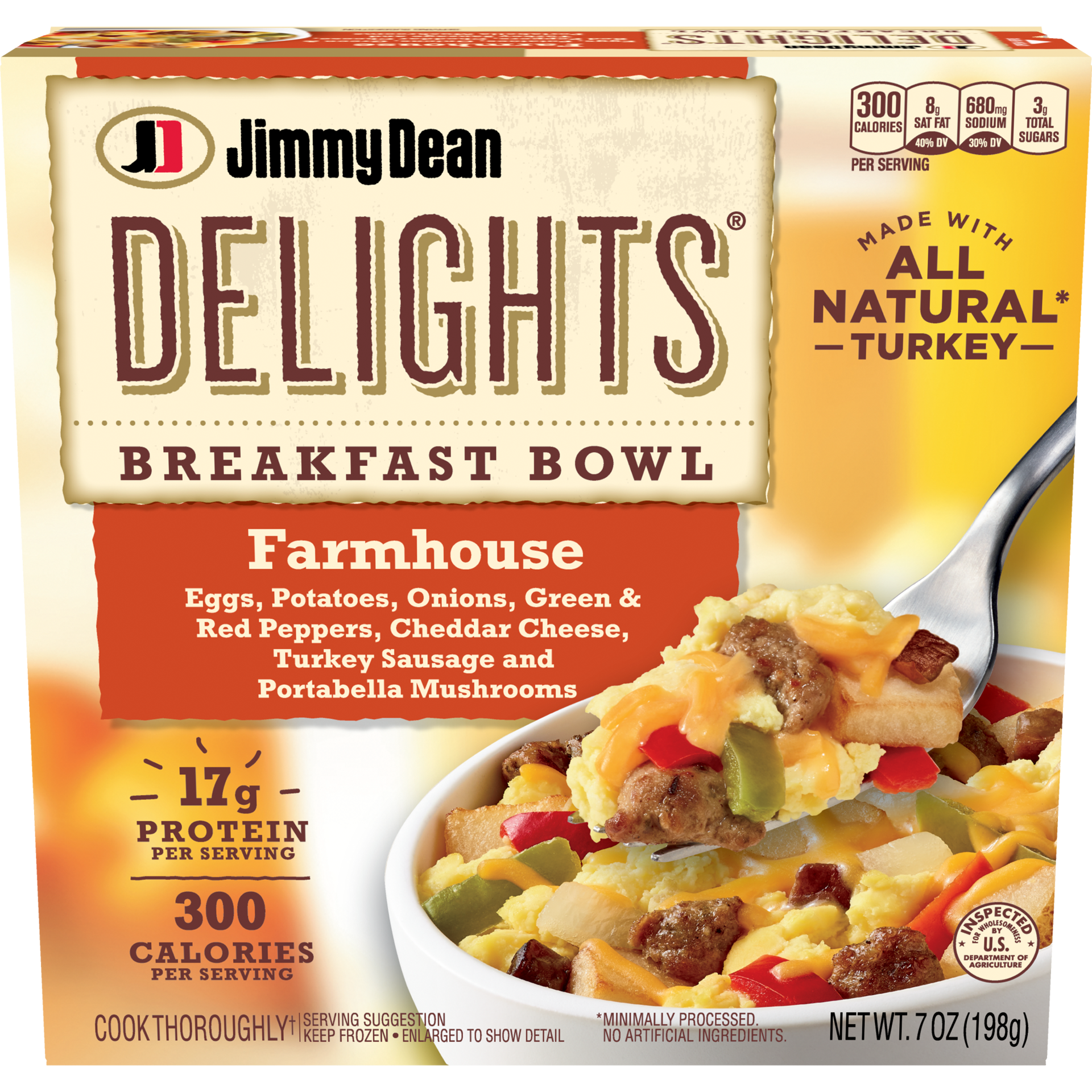 slide 1 of 6, Jimmy Dean Delights Farmhouse Breakfast Bowl, Frozen, 7 oz Bowl, 198.45 g