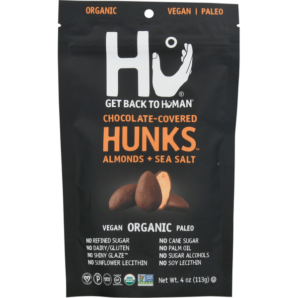 slide 1 of 1, Hu Almond + Sea Salt Cacao Chocolate covered Hunks, 4 oz