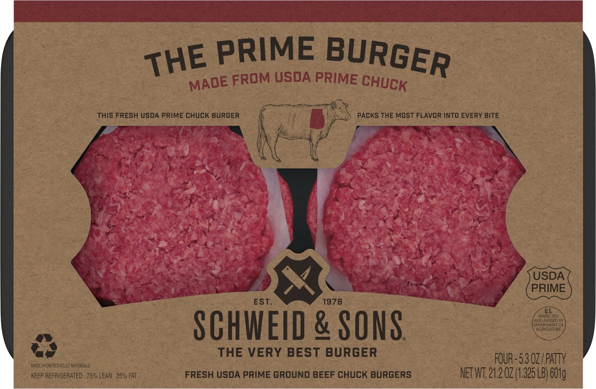 slide 3 of 9, Schweid & Sons Prime Burger - 21.2 Oz, 5.3 oz