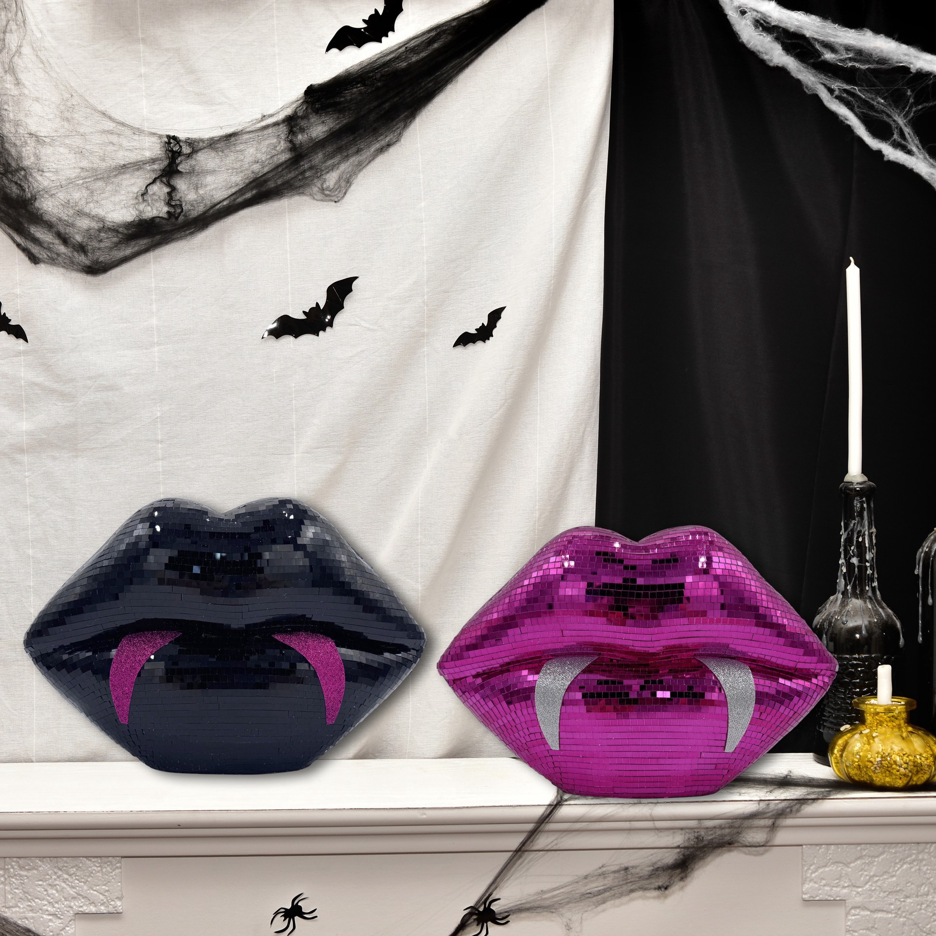 slide 3 of 4, 12" Disco Tabletop Vampire Lips By Ashland, 12 in