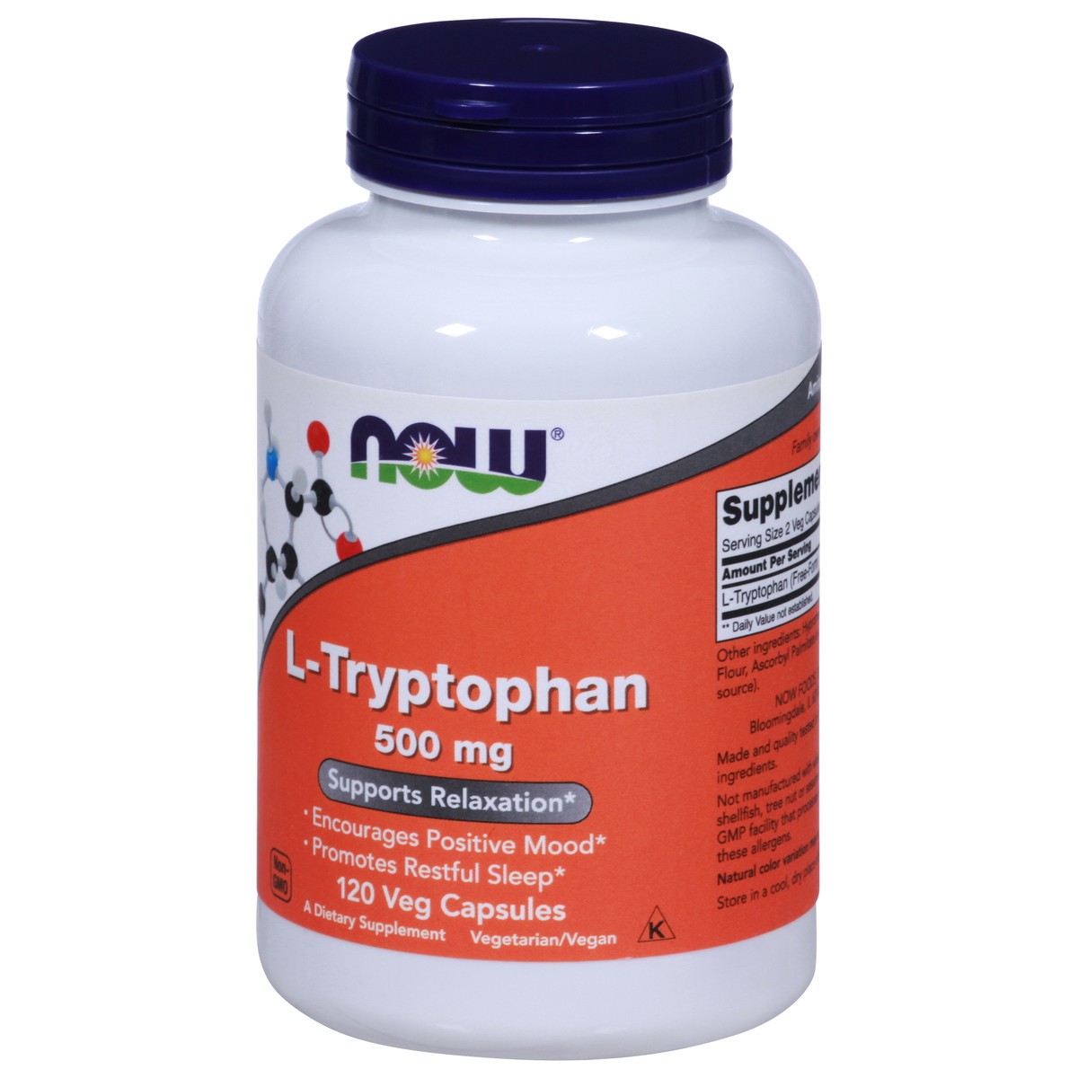 slide 7 of 9, NOW L-Tryptophan 500 mg - 120 Veg Capsules, 120 ct
