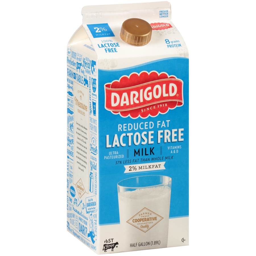 slide 2 of 8, Darigold Milk Lactose Free Reduced Fat 2% - Half Gallon, 1/2 gal
