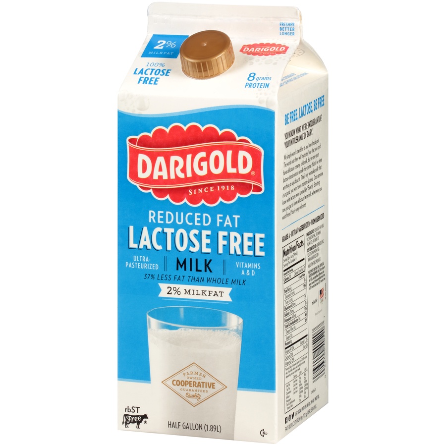 slide 3 of 8, Darigold Milk Lactose Free Reduced Fat 2% - Half Gallon, 1/2 gal