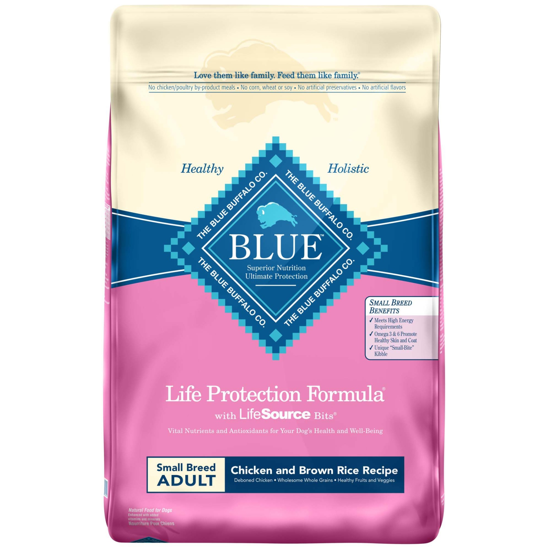 slide 1 of 1, Blue Buffalo Blue Life Protection Formula Adult Small Breed Chicken & Brown Rice Recipe Dry Dog Food, 15 lb