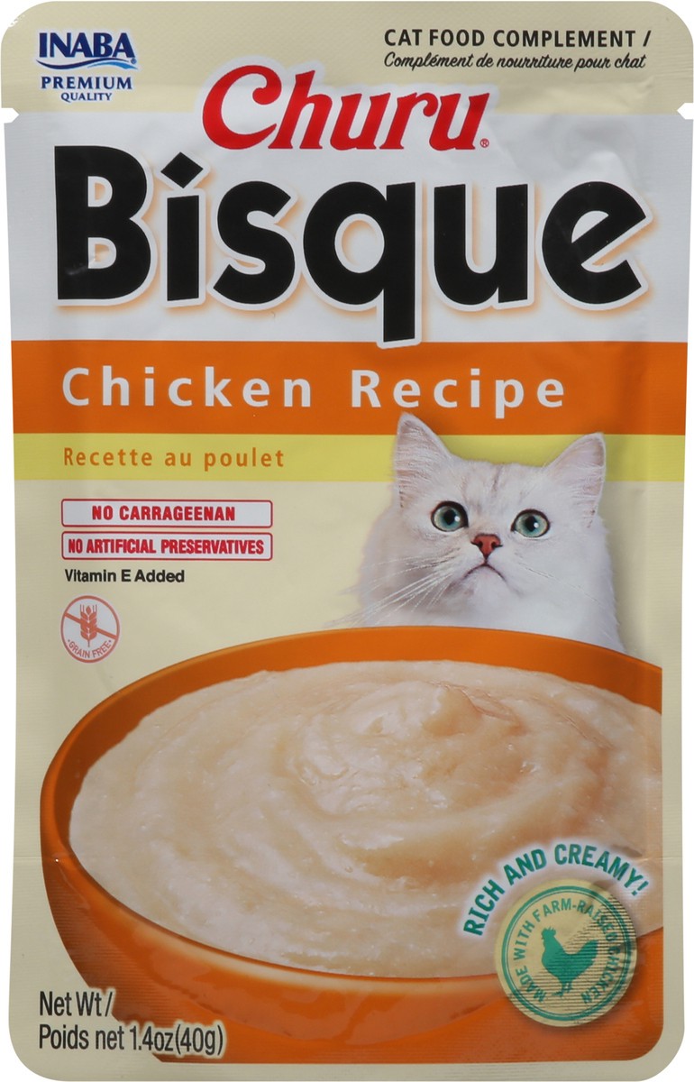 slide 9 of 13, Inaba Churu Bisque for Cats, Creamy Lickable Purée Side Dish with Vitamin E, 1.4 Ounces, Chicken Recipe, 1 ct