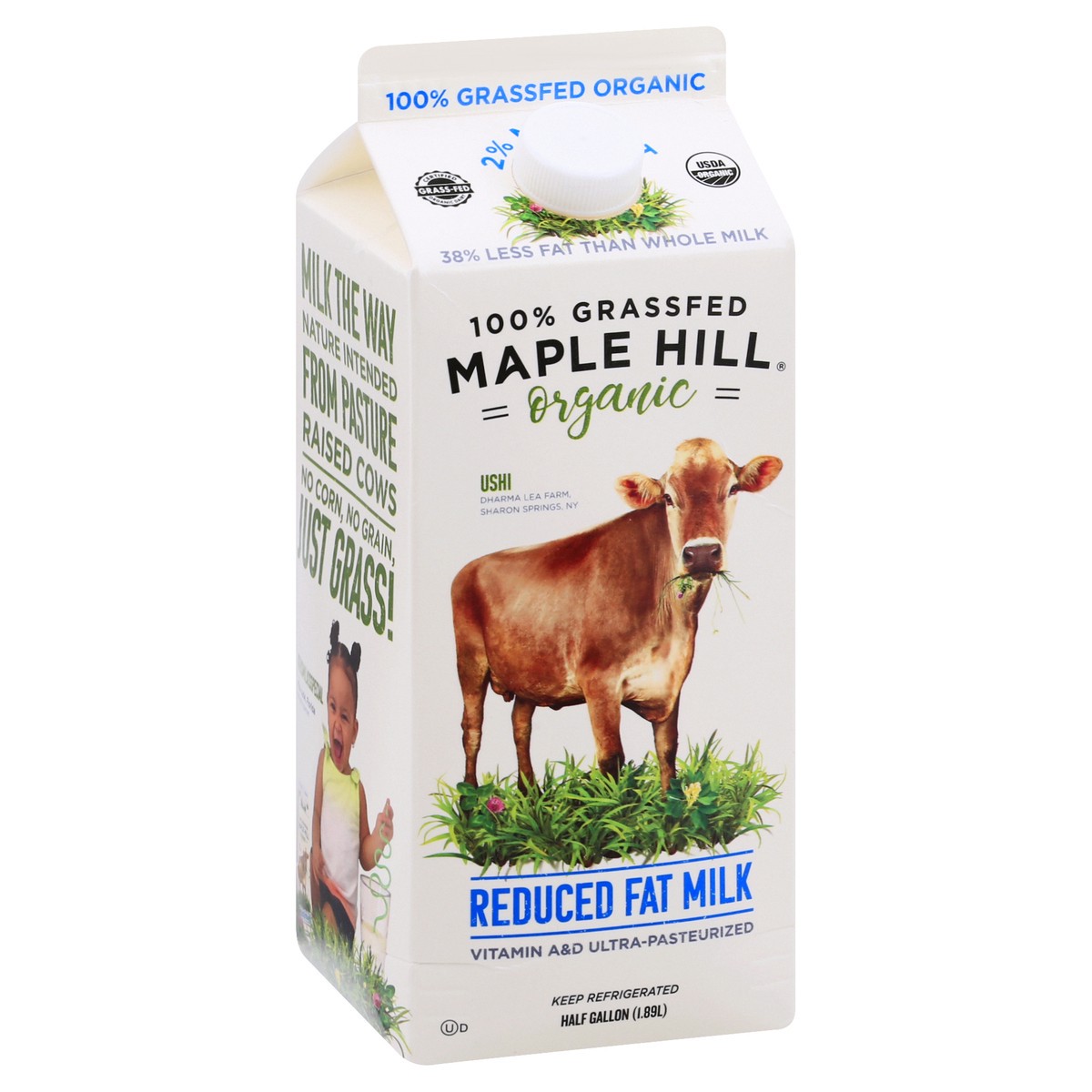 slide 2 of 9, Maple Hill Organic Reduced Fat Organic Milk 0.5 gl, 64 fl oz