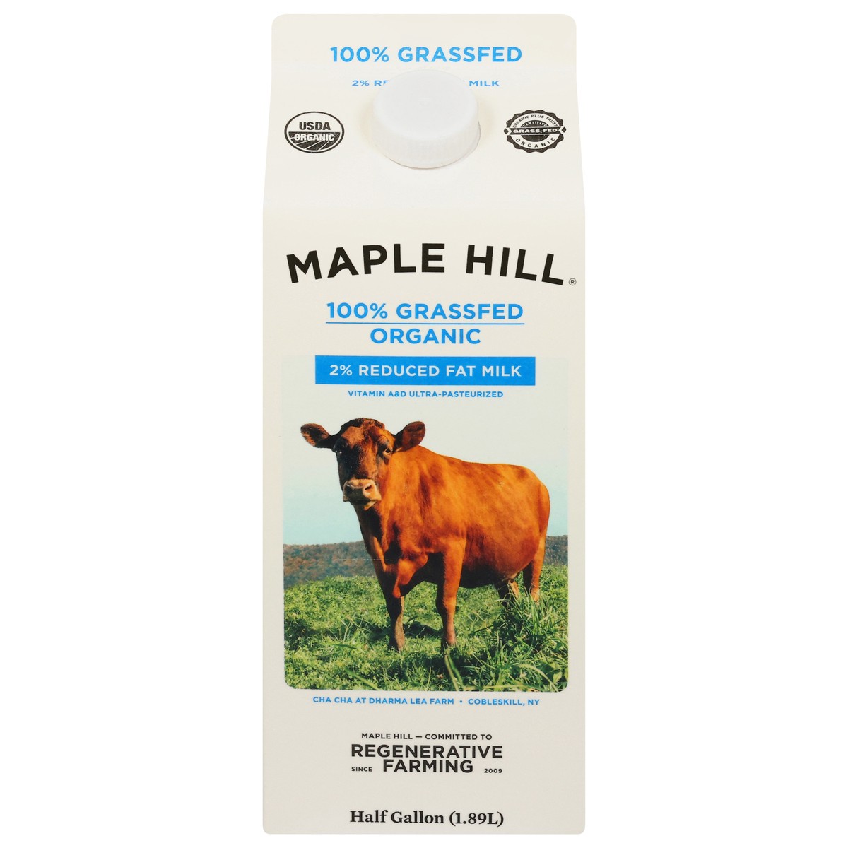 slide 1 of 9, Maple Hill Organic Reduced Fat 2% Milkfat Milk 0.5 gal, 64 fl oz