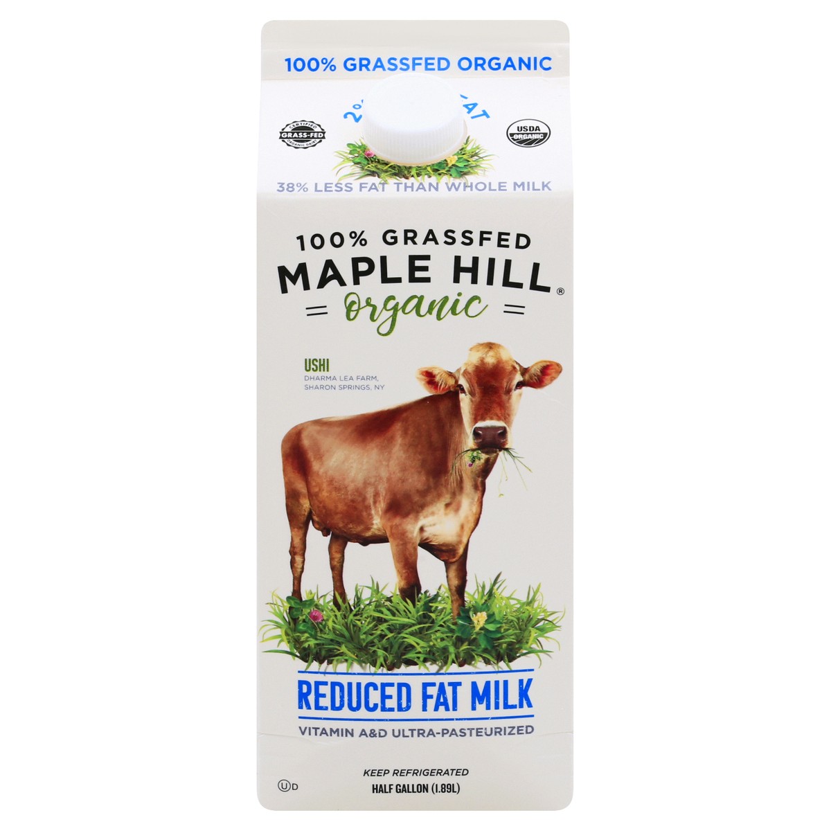 slide 1 of 9, Maple Hill Organic Reduced Fat Organic Milk 0.5 gl, 64 fl oz