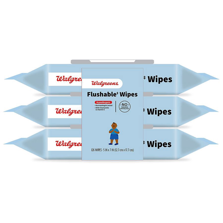 slide 1 of 3, Walgreens Flushable Toddler Wipes, 42 ct x 3 ct