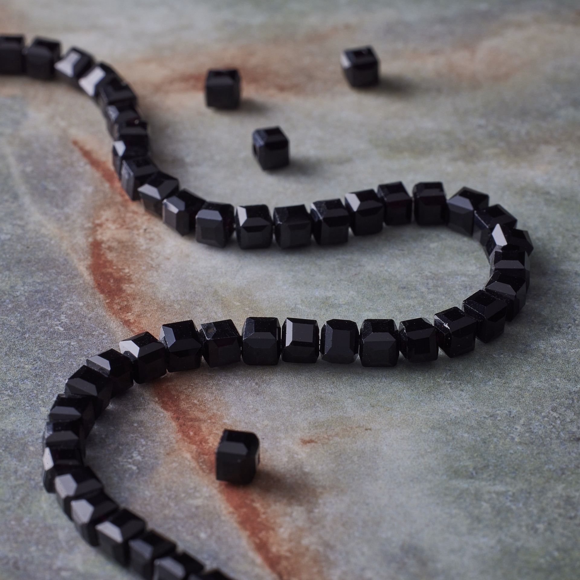 slide 2 of 3, Black Faceted Glass Cube Beads, 4mm By Bead Landing, 4 mm