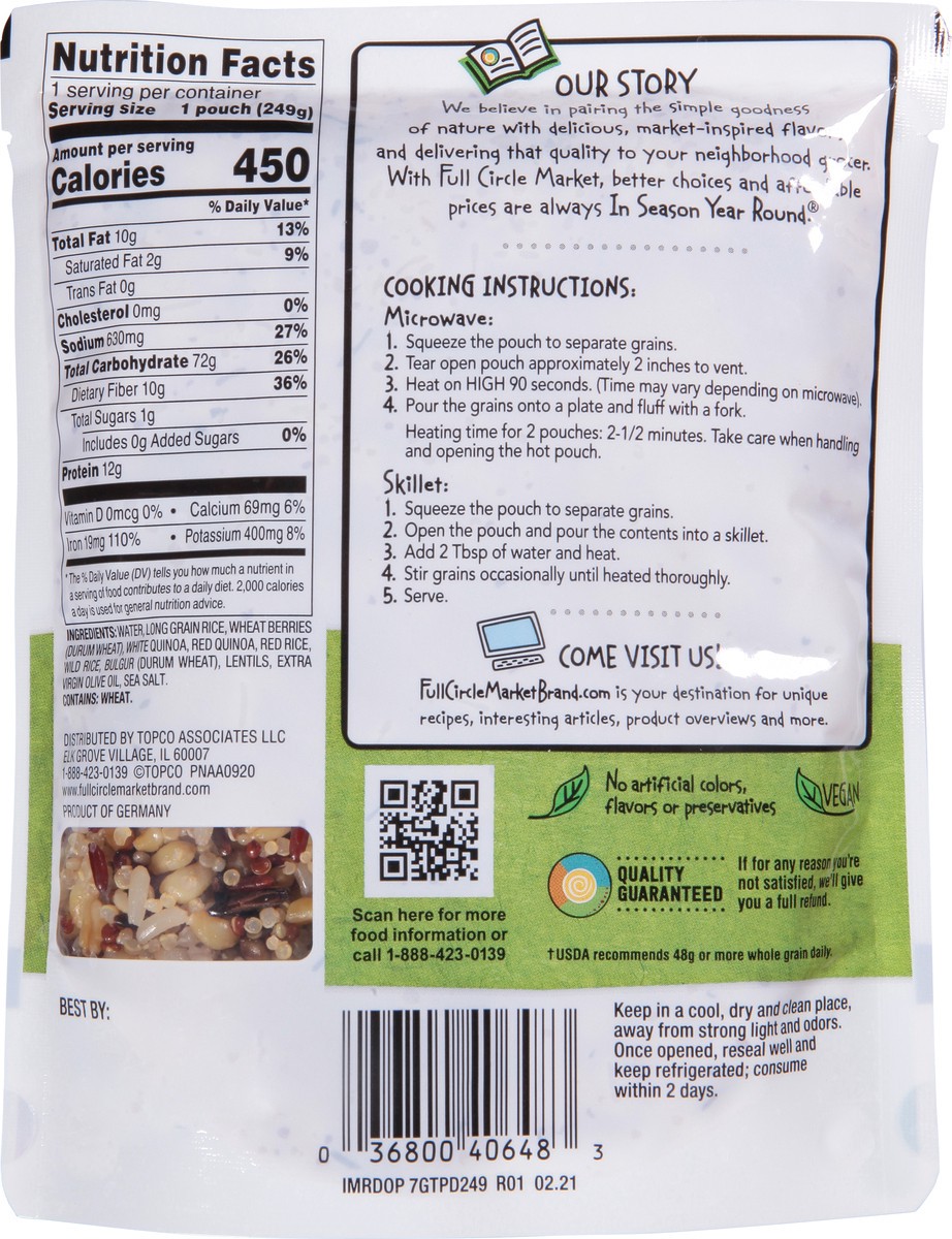 slide 6 of 16, Full Circle Market 7 Grain Blend Ready To Eat In 90 Seconds, 8.8 oz