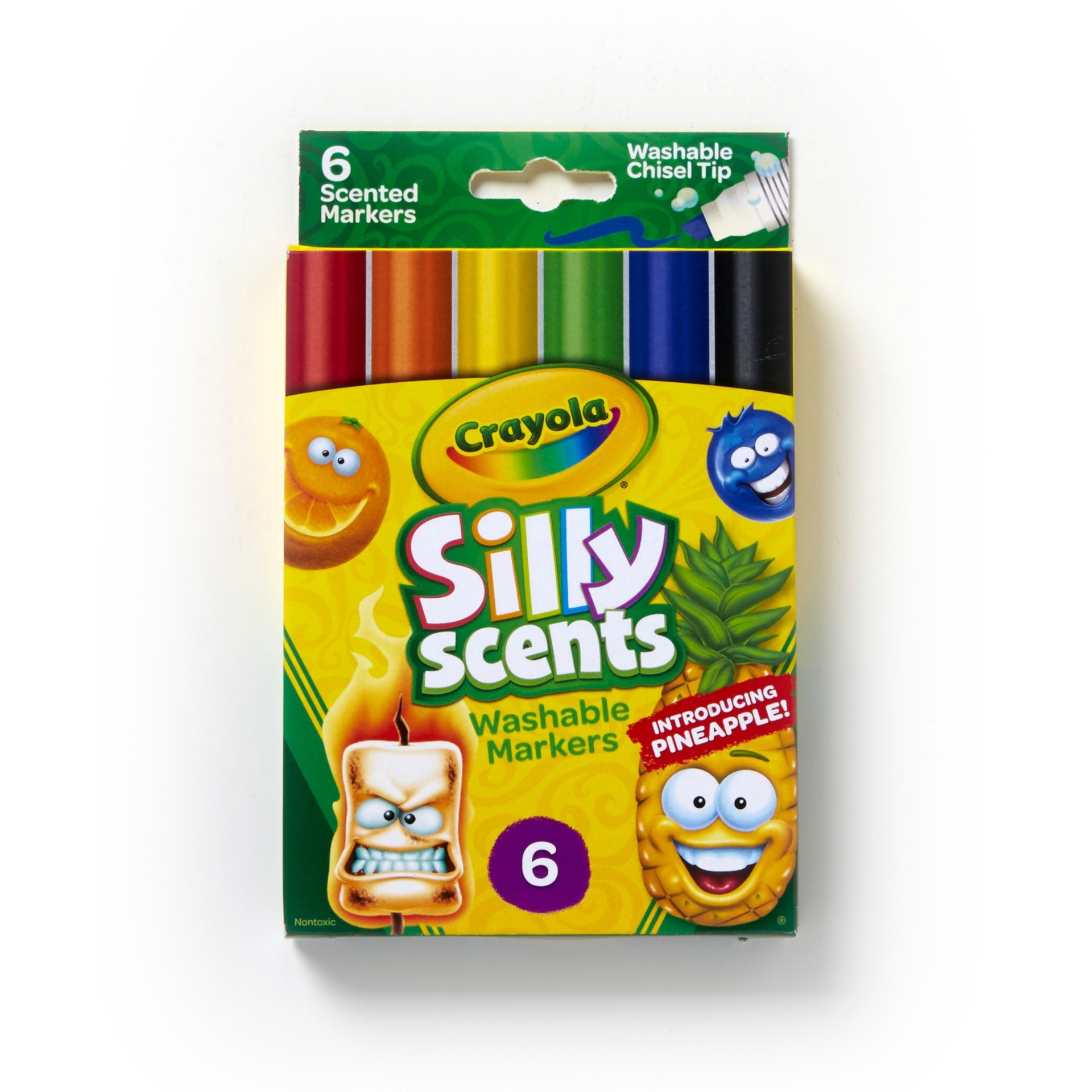 slide 1 of 9, Crayola Silly Scents Markers Washable Chisel Tip, 6 ct