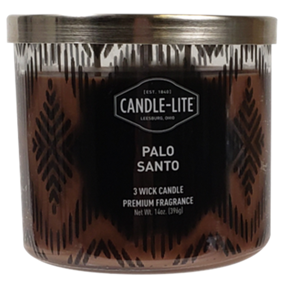 slide 1 of 1, Candle-Lite Palo Santo 3-Wick Glass Jar Candle - Brown, 14 oz