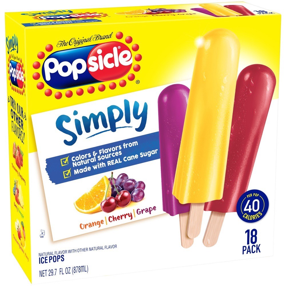 slide 4 of 5, Popsicle Ice Pop Orange Cherry Grape Flavor Ice Pops, 18 ct, 18 ct