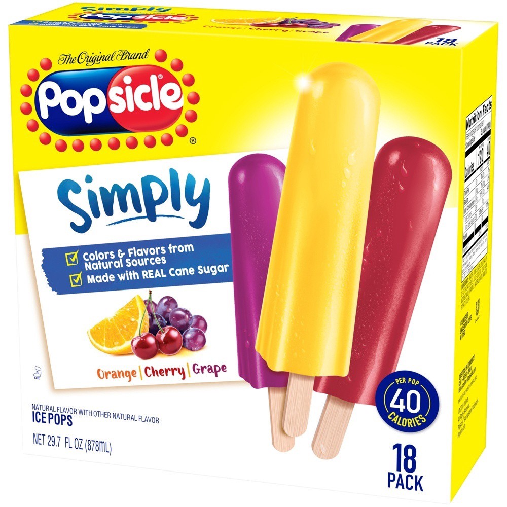 slide 3 of 5, Popsicle Ice Pop Orange Cherry Grape Flavor Ice Pops, 18 ct, 18 ct