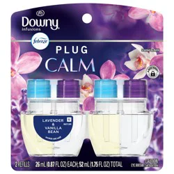 Febreze Plug In Air Freshener, Odor-Fighting Scented Oil Refill, Downy Calm Scent, 2 Refills