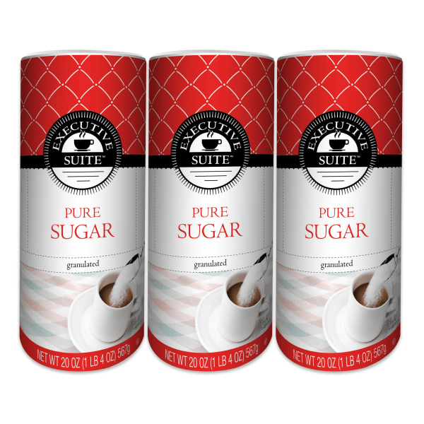 slide 1 of 2, Executive Suite Pure Sugar, 20 Oz, Pack Of 3 Canisters, 3 ct