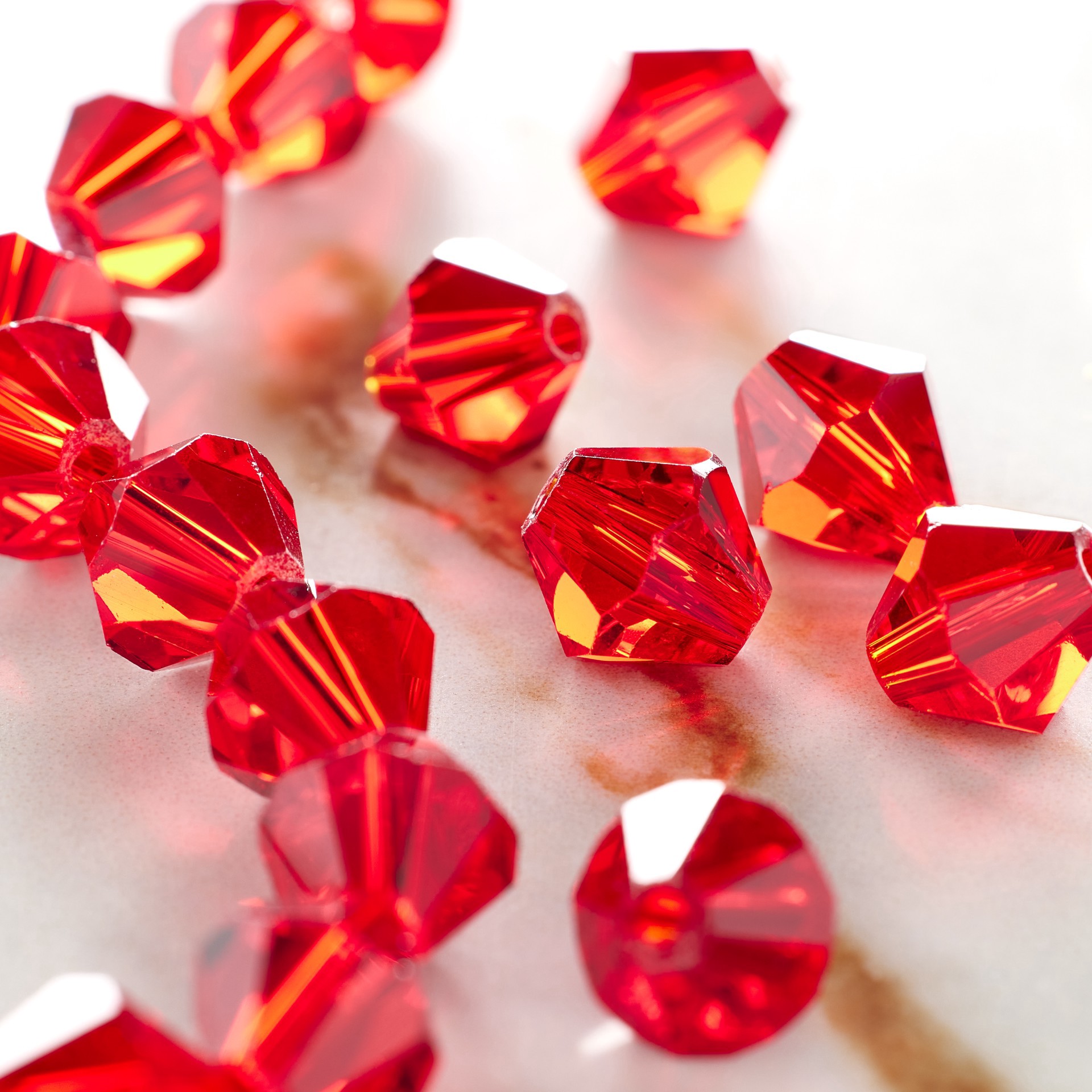 slide 3 of 3, Red Glass Faceted Bicone Beads, 10mm By Bead Landing, 10mm