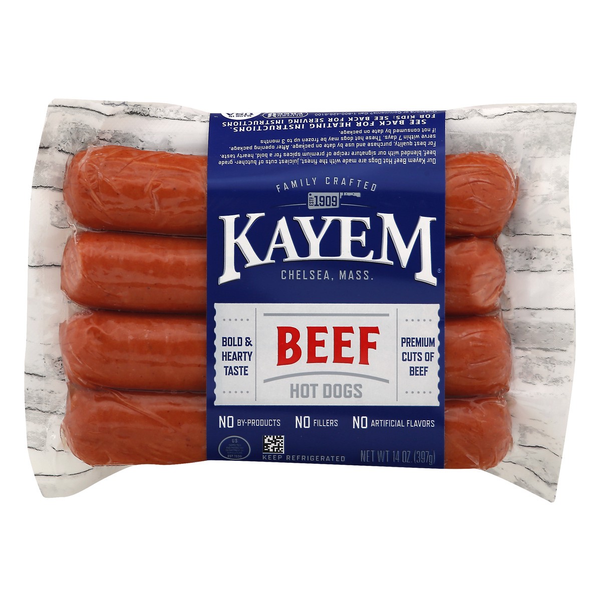 slide 1 of 9, Kayem Beef Hot Dogs 14 oz, 14 oz