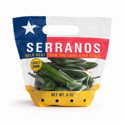 Fresh Texas Grown Serrano Peppers Bag