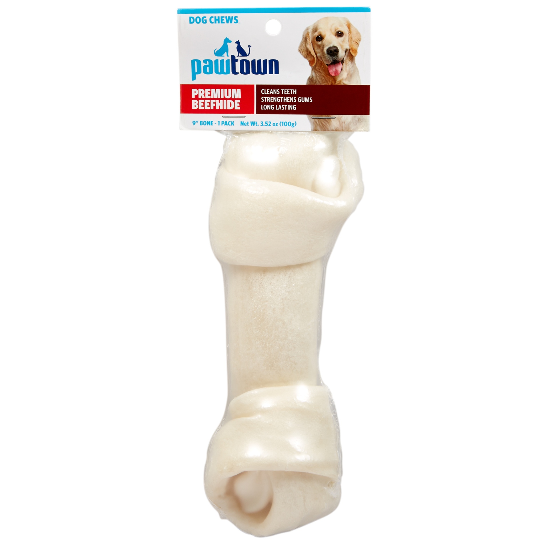 slide 1 of 2, Pawtown Premium Beefhide Dog Chew, 9'' Bone, 1 ct