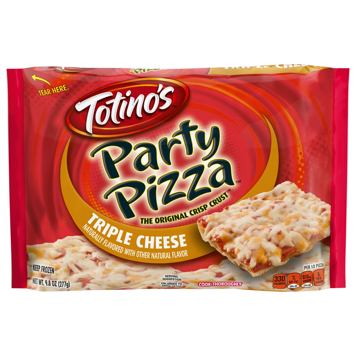slide 1 of 11, Totino's Triple Cheese Party Pizza, 9.8 oz