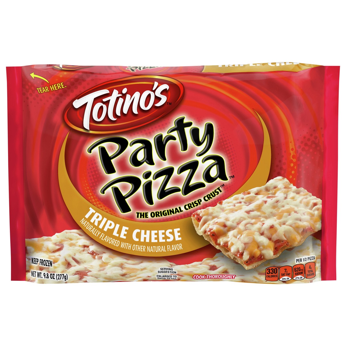 slide 1 of 9, Totino's Triple Cheese Party Frozen Pizza - 9.8oz, 9.8 oz