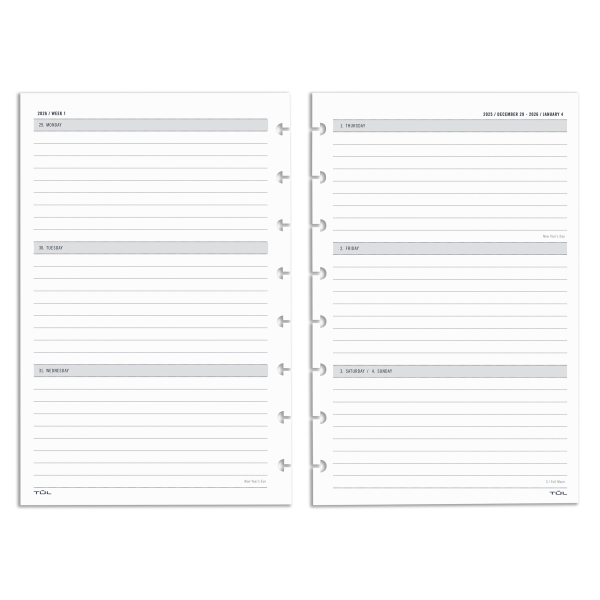 slide 5 of 5, TUL 2026 TUL® Discbound Weekly/Monthly Planner Refill Pages, Junior Size, January To December, 1 ct