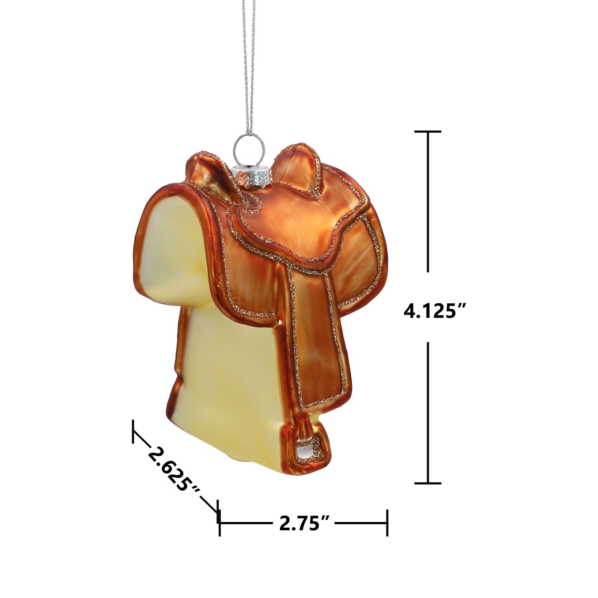 slide 3 of 3, 4" Brown Saddle Glass Ornament By Ashland, 4 in