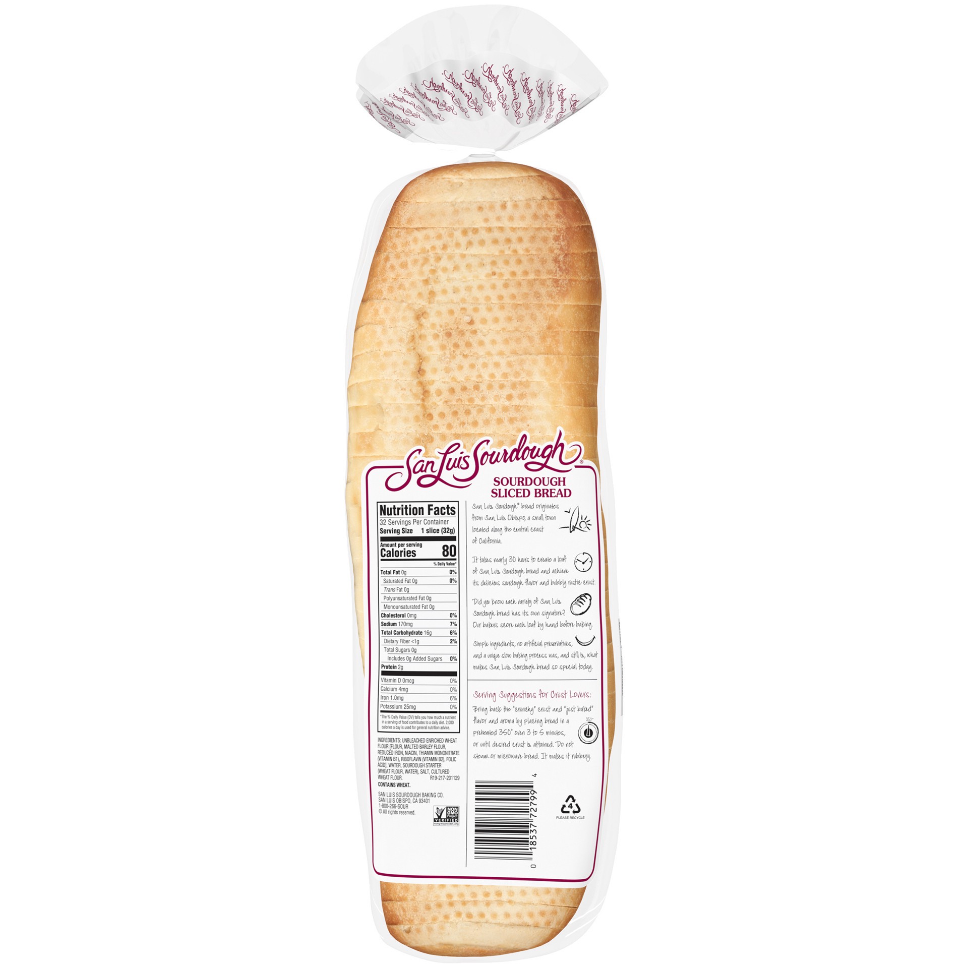 slide 5 of 5, San Luis Sourdough Bread, 32 oz, Pre-sliced Sourdough Bread, Bag, 32 oz