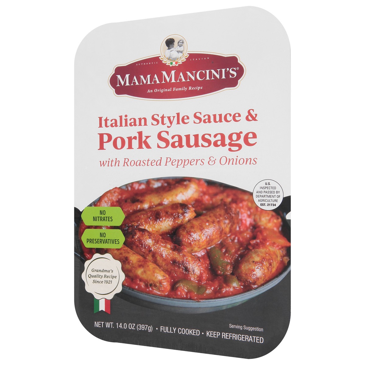 slide 3 of 4, MamaMancini's Mama Mancini's Pork Sausage with Roasted Peppers & Onions in Italian Style Sauce 14.0 oz, 14 oz