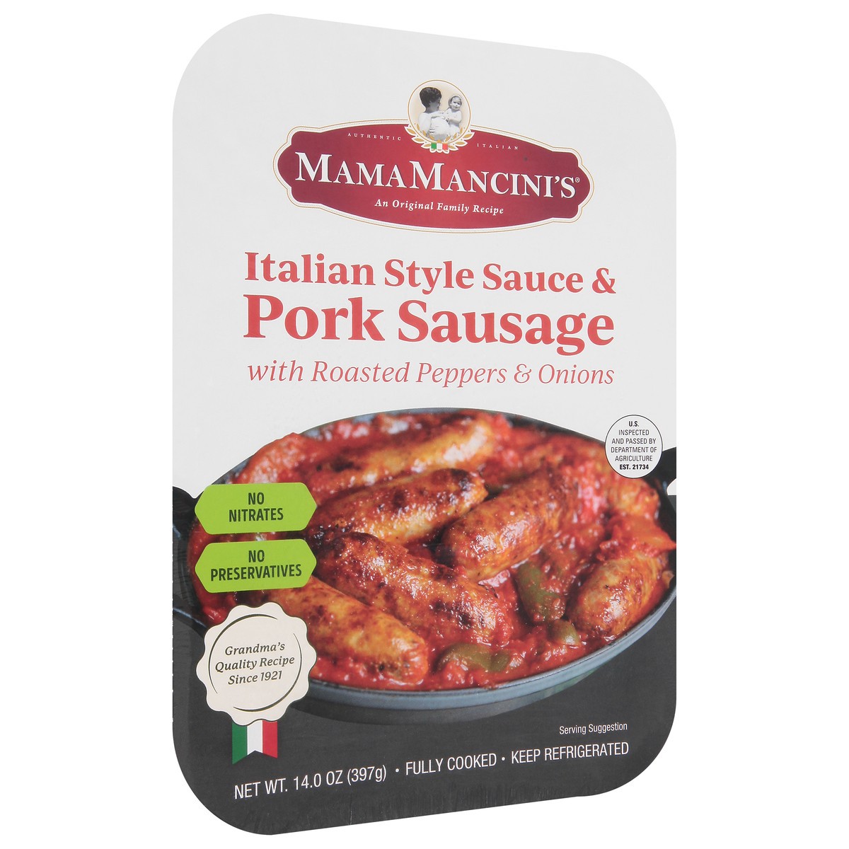 slide 2 of 4, MamaMancini's Mama Mancini's Pork Sausage with Roasted Peppers & Onions in Italian Style Sauce 14.0 oz, 14 oz