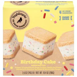 Nightingale Ice Cream Sandwiches Handcrafted Birthday Cake Chomp Size Ice Cream Sandwiches - 4 x 2.6 oz