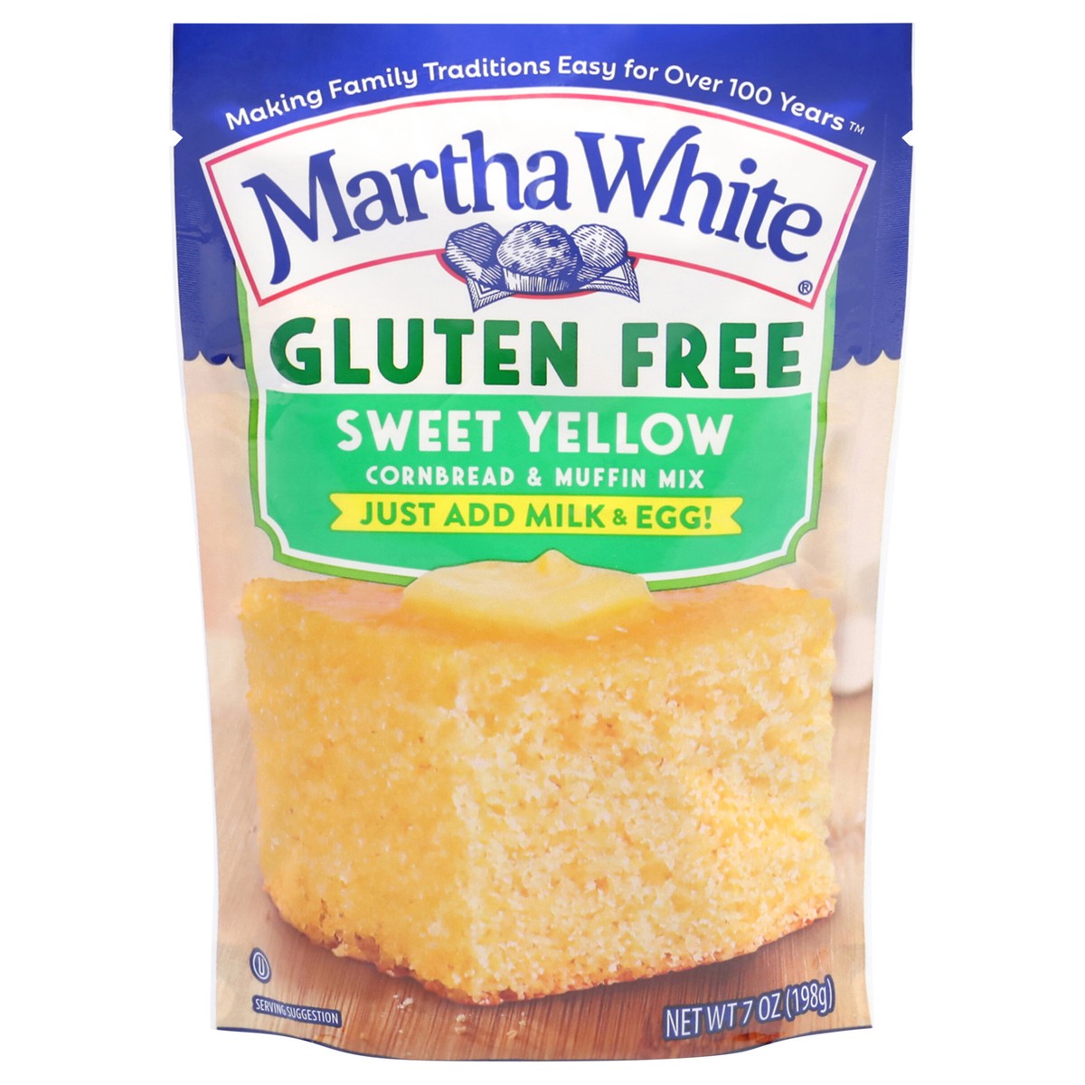 slide 1 of 9, Martha White Sweet Yellow Gluten Free Cornbread Mix, 7 Oz Pouch, 7 oz