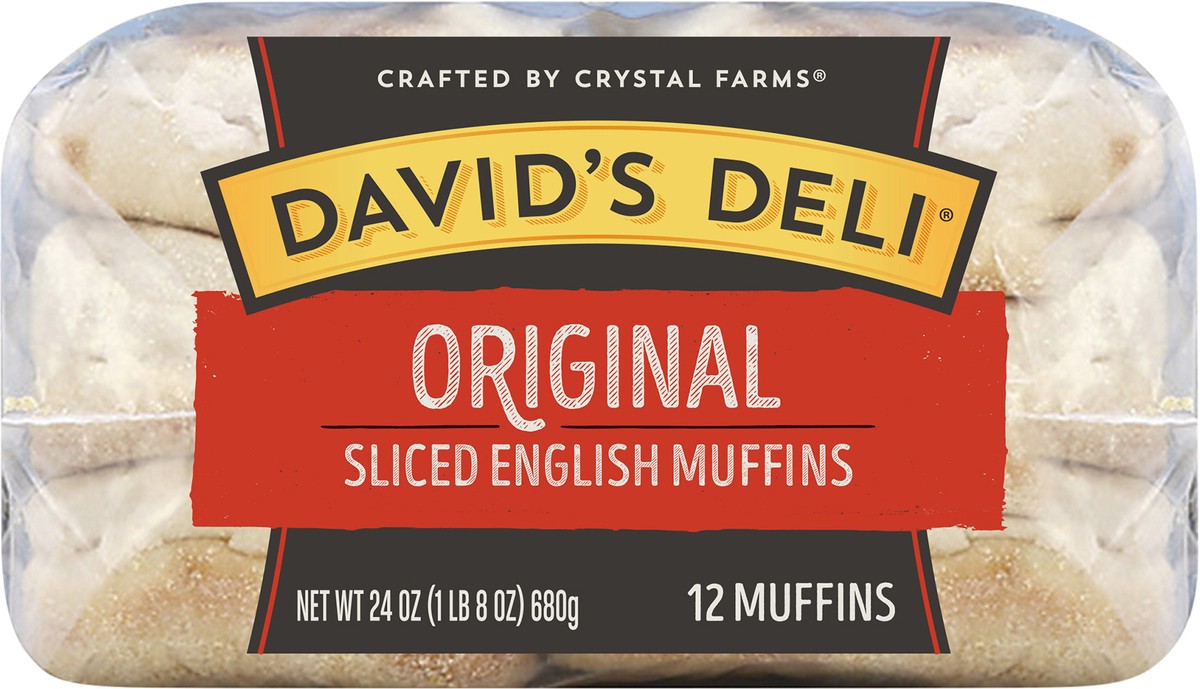 slide 4 of 8, David's Deli English Muffins, Sliced, Original, 12 ct