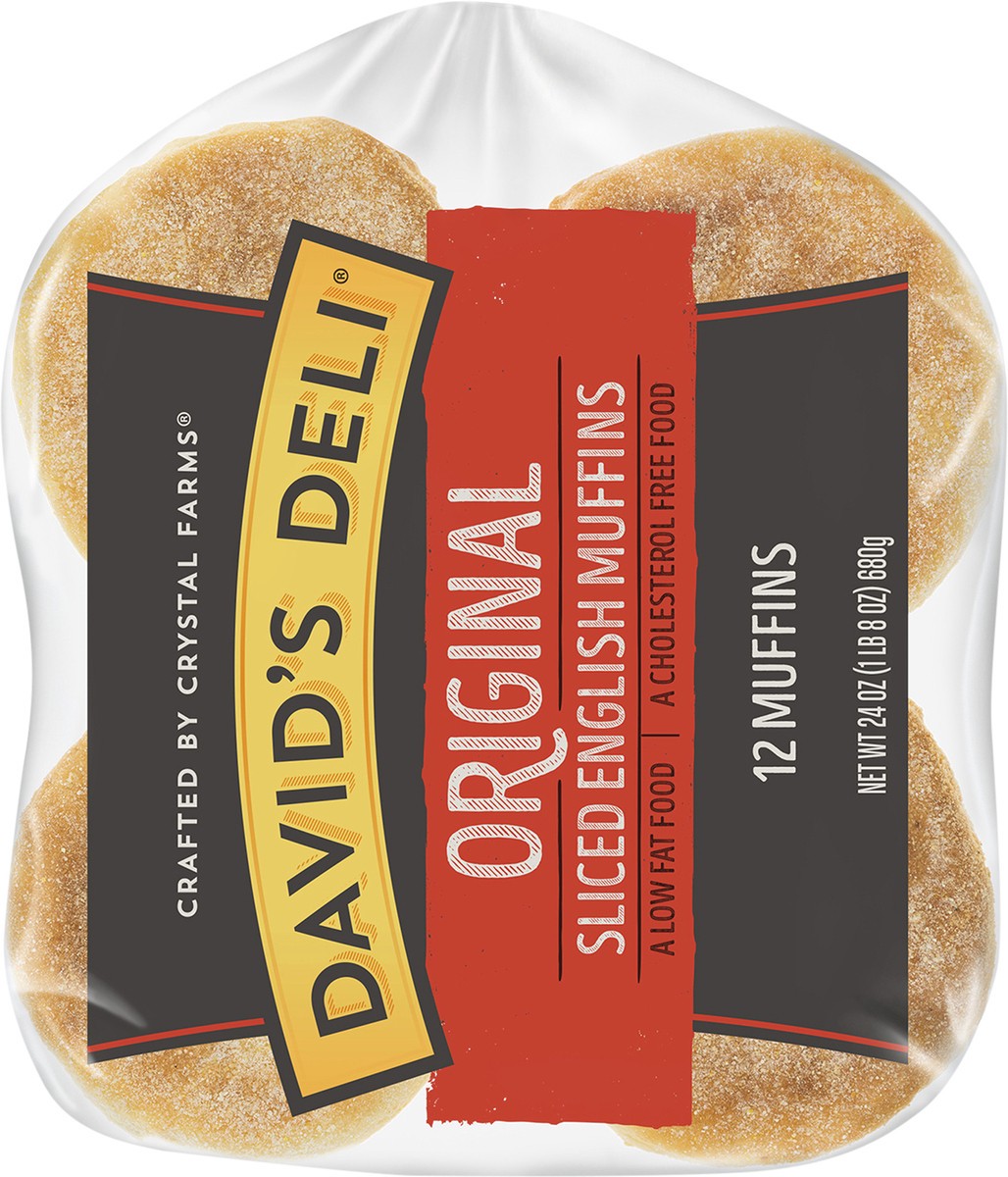 slide 3 of 8, David's Deli English Muffins, Sliced, Original, 12 ct