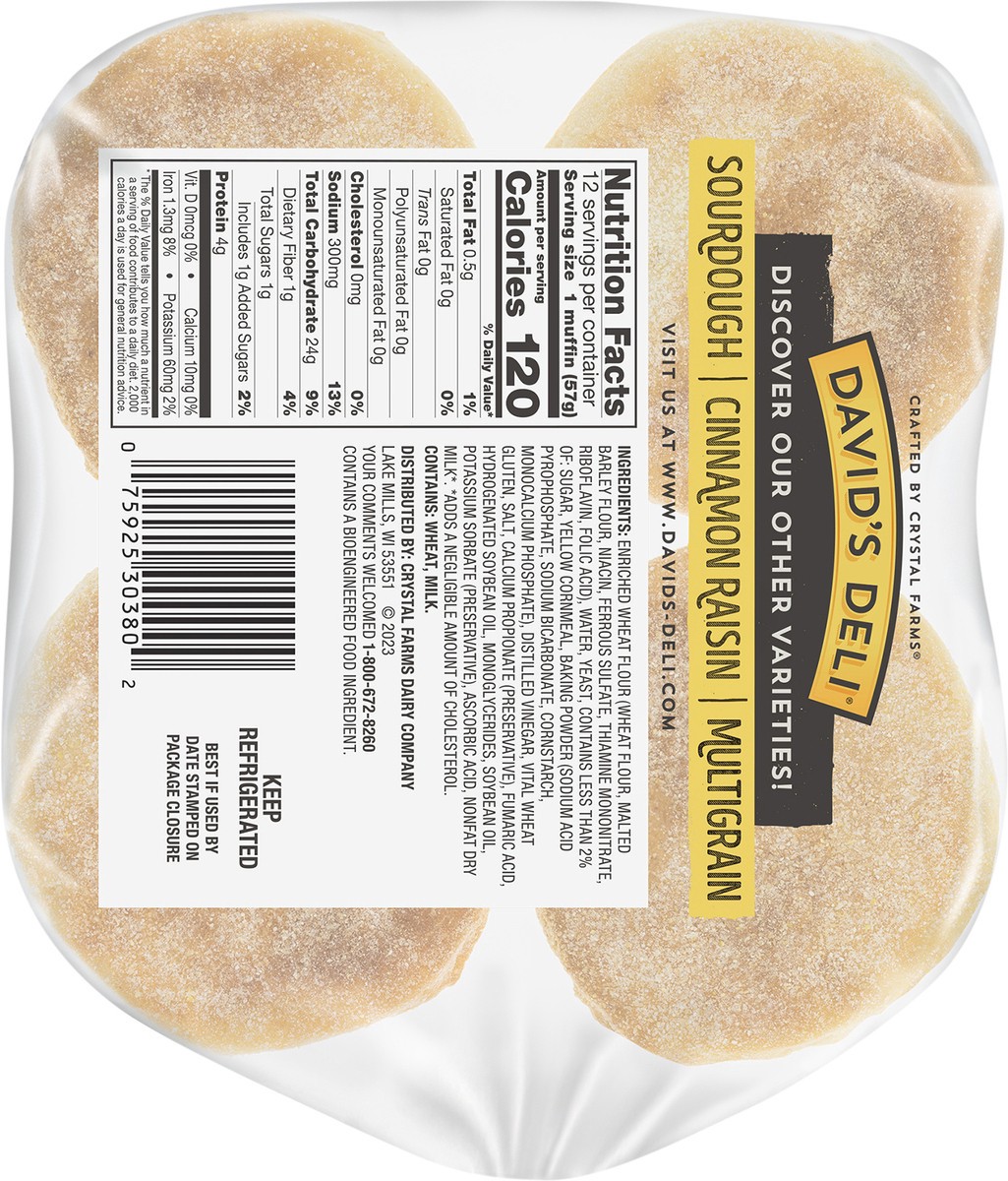 slide 5 of 8, David's Deli English Muffins, Sliced, Original, 12 ct