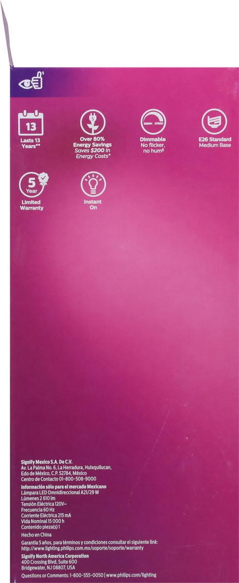 slide 6 of 9, Philips 29-Watt (150-Watt) A21 Extra Light Warm Glow Led Light Bulbs, 1 ct