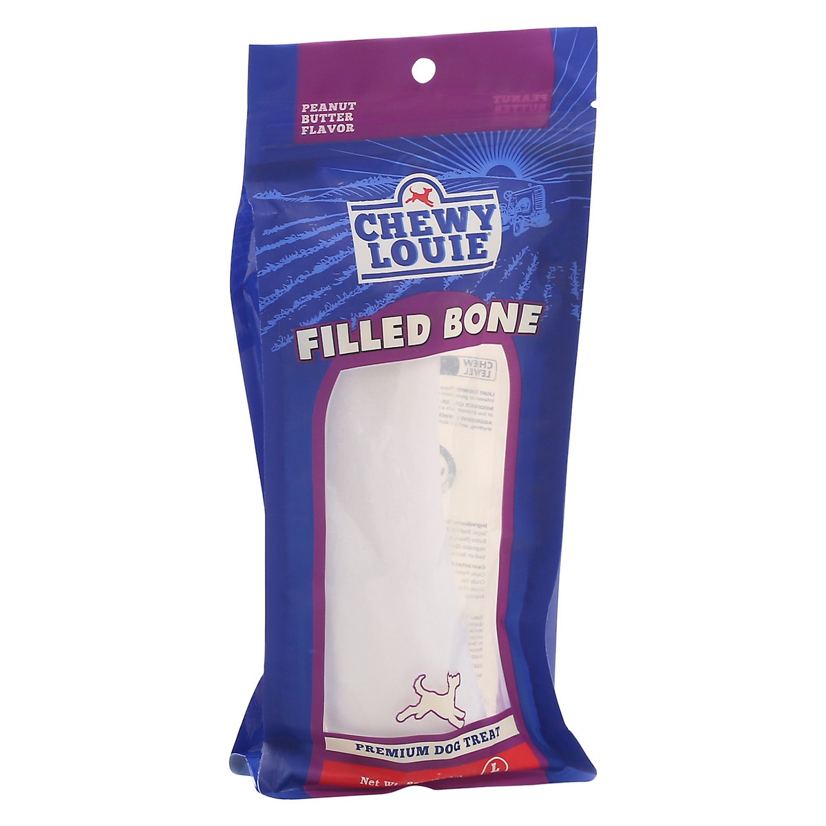 slide 2 of 9, Chewy Louie Large Filled Bone Peanut Butter Flavor Premium Dog Treat 8 oz Bag, 8 oz