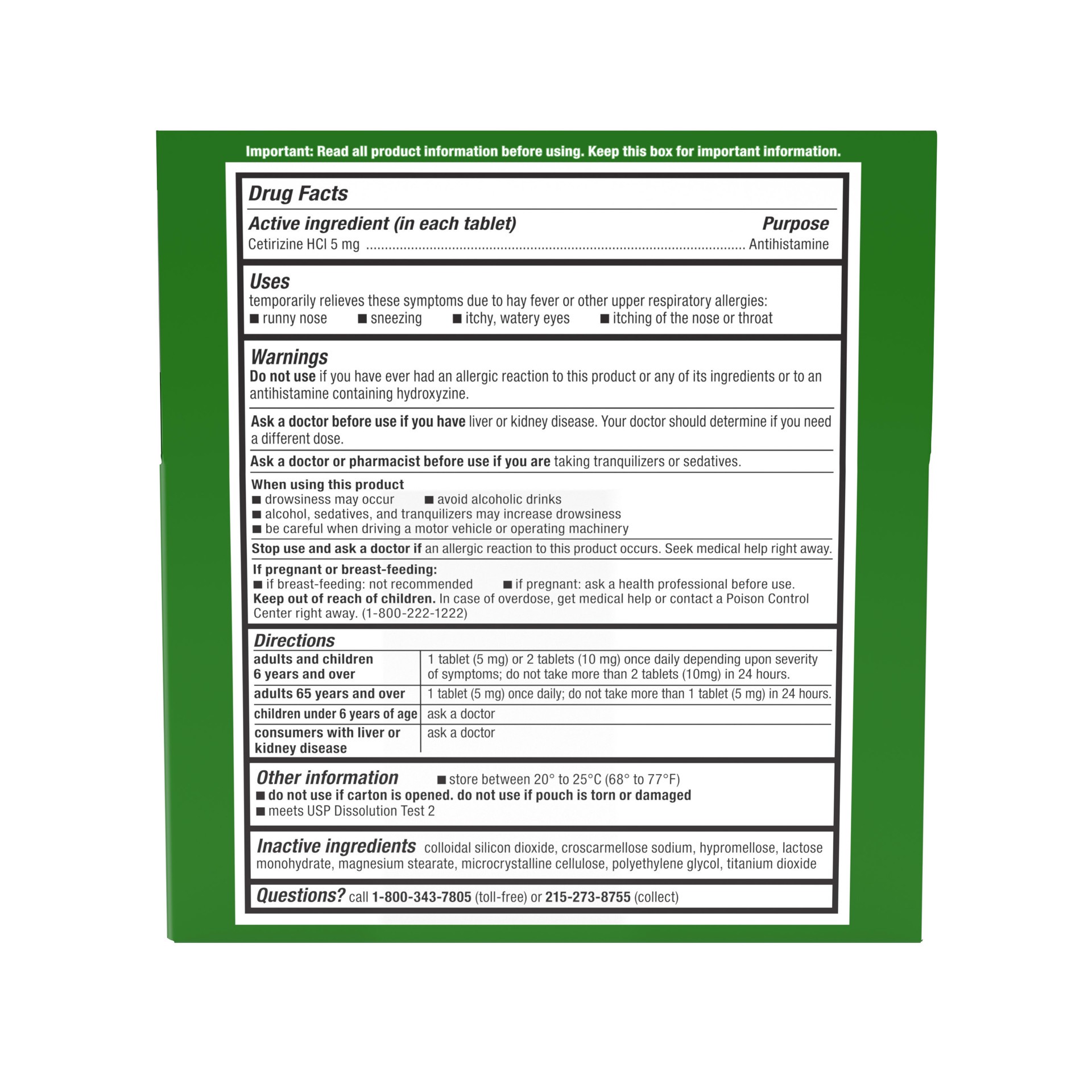 slide 6 of 9, Zyrtec 24 Hour Allergy Relief Tablets, 5 mg Cetirizine HCl, Go Packs, 15 count, 15 ct